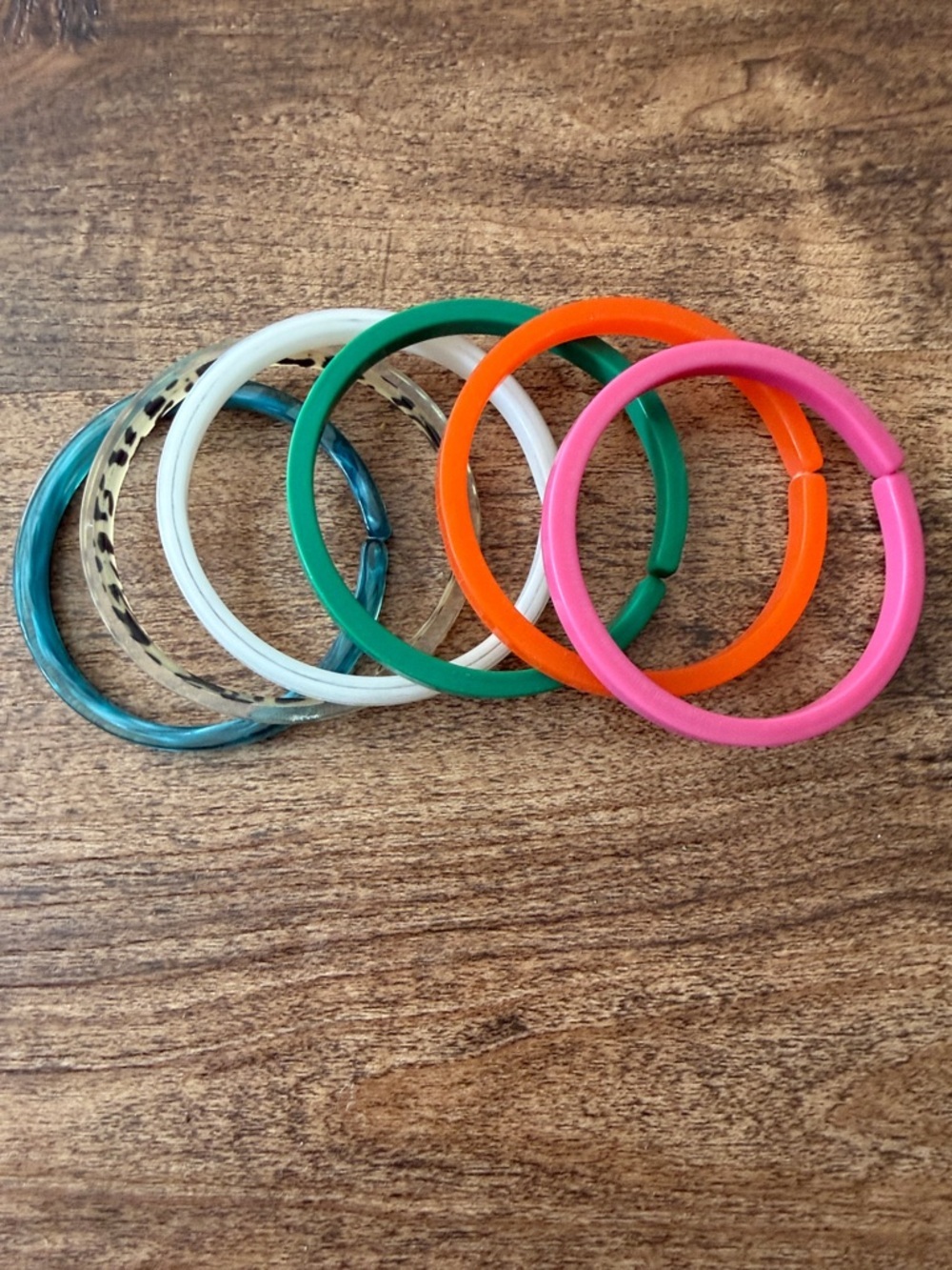 Colorful Round Plastic Bracelets- Set of 6